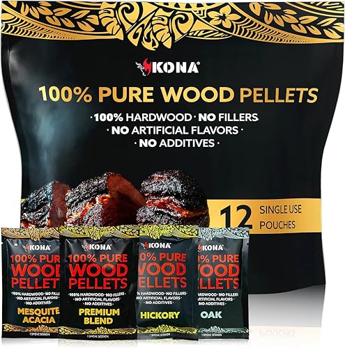 Kona Wood Pellets for Ninja Woodfire Grill, 12 Pouches