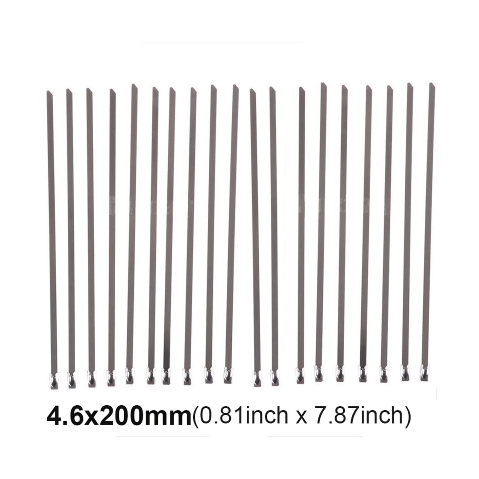 RWRAPS Fascette per Cavi in Acciaio Inossidabile da 20 Pezzi Fascette per Cavi autobloccanti da 4,6 mm Fascette per Cavi in Metallo (Colore: Argento, Dimensioni: 300mm) (Argento 200mm)
