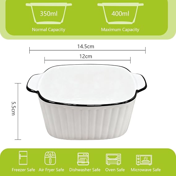 Ceramic Baking Dishes set of 4, Square Oven Dish, Individual Pie Dishes