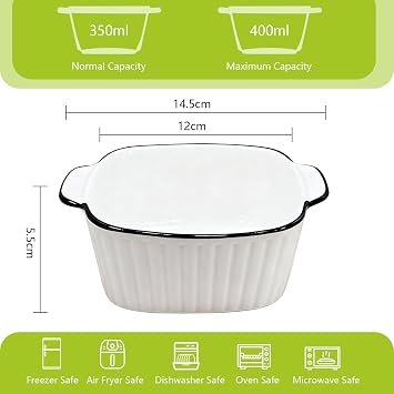 Ceramic Baking Dishes set of 4, Square Oven Dish, Individual Pie Dishes