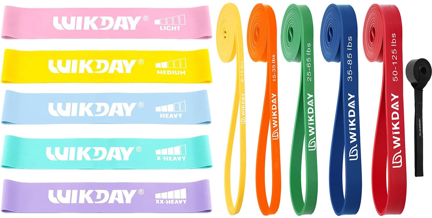 Pull Up Resistance Band Set with Door Anchor Loop Workout Bands for Exercise Total 11PCS, Elastic Bands for Body Stretching, Crossfit Training at Home/Gym for Men & Women