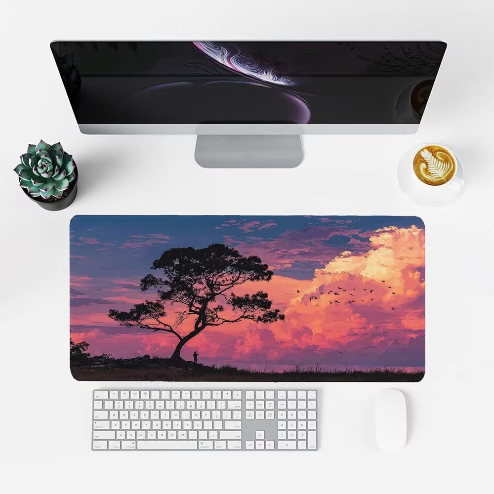 Tappetino Scrivania viola, Tappetino Gaming 1000x500x3mm Mouse Pad piante Tappeto Mouse, Accessori Gaming, Ufficio Accessori, Migliora la Precisione e la Velocità, per Ufficio e Casa f-489