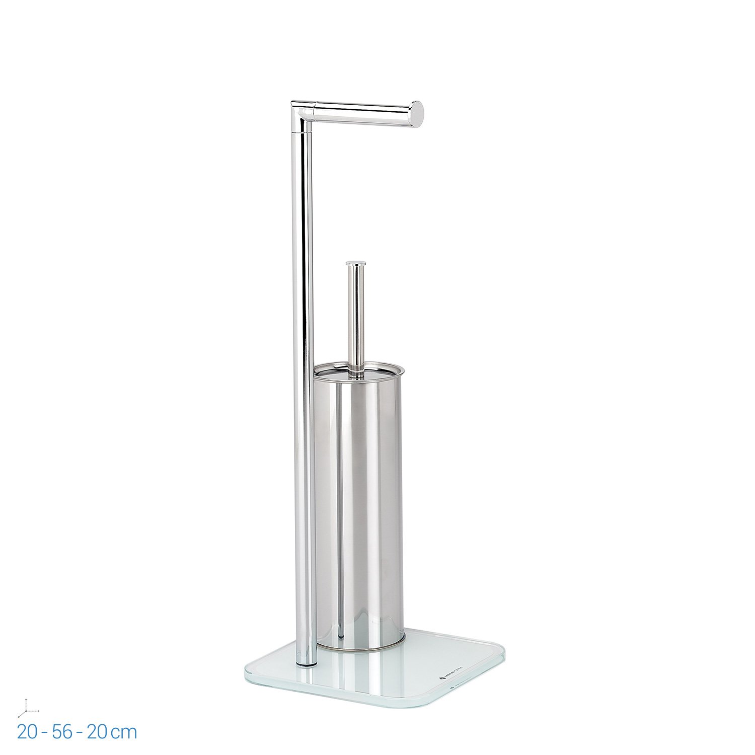 Soporte de pie para escobilla y toallas, de cristal blanco - Mod.Zero