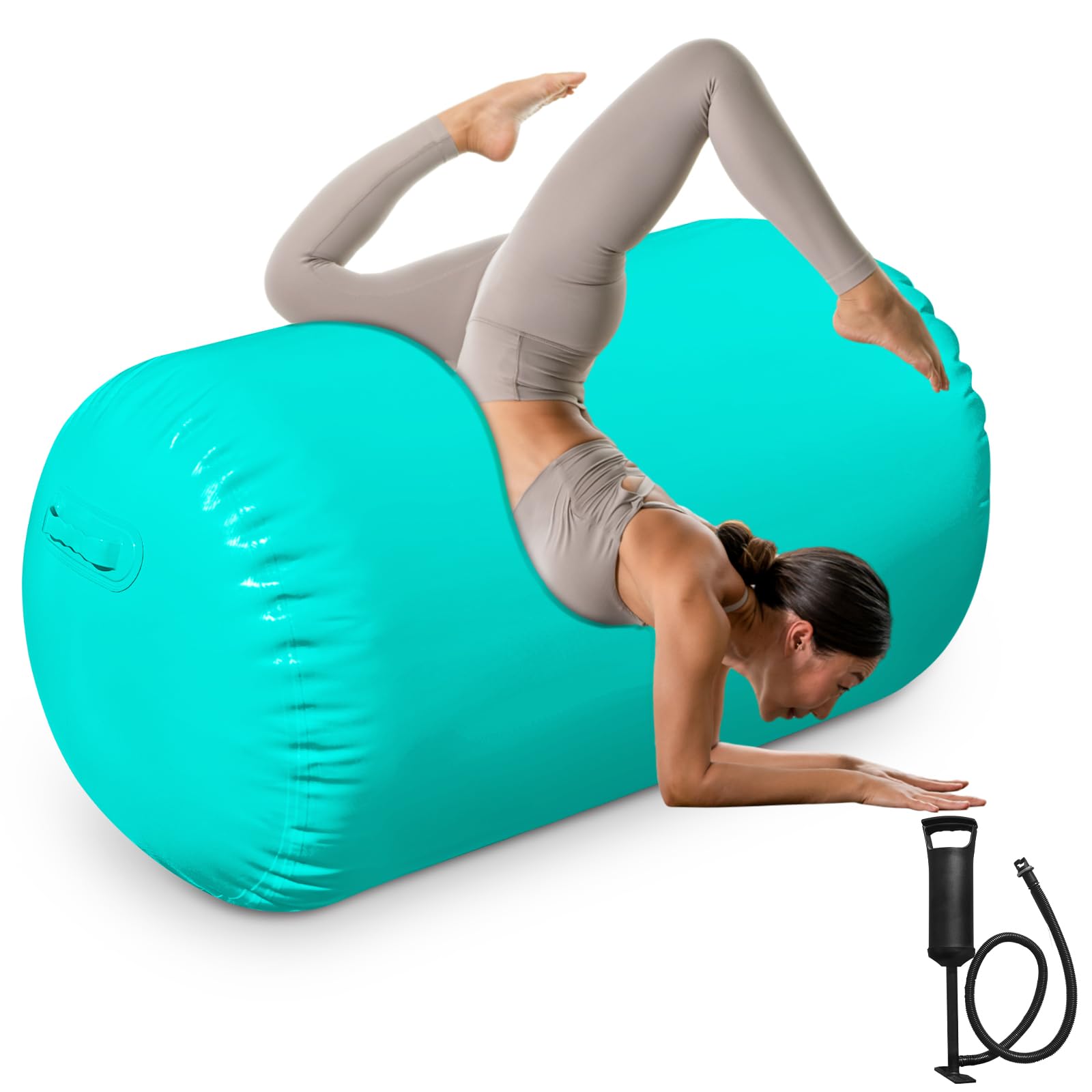 Air Roller Rullo Barile Gonfiabile 120X80cm/120x60cm, PVC Ginnastica Rotolo Tumbling Barrel, Capriola all'indietro allenamento per rotolamento, yoga e cheerleading, con pompa manuale