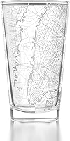 WellTold 16oz New York City Map Engraved Pint Glass - Personalized Beer Mug Gift, Dishwasher Safe, Made in USA