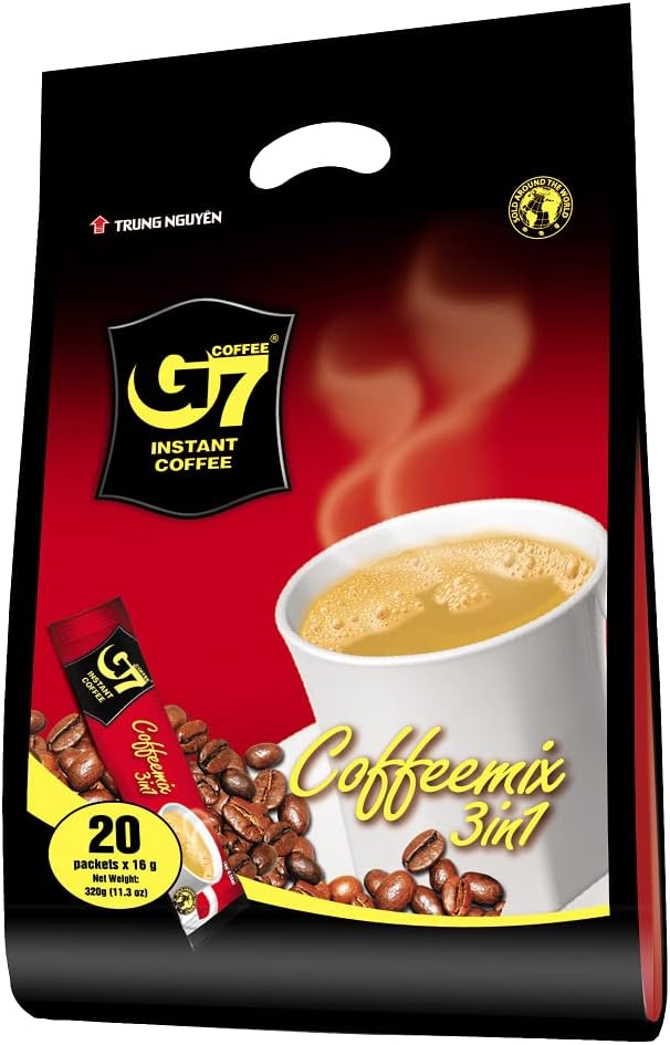 G7 3 in 1 Instant Coffee — Roasted Ground Coffee Blend w/Non-dairy Creamer and Sugar — Strong and Bold — Instant Vietnamese Coffee (20 Single Serve Packets)