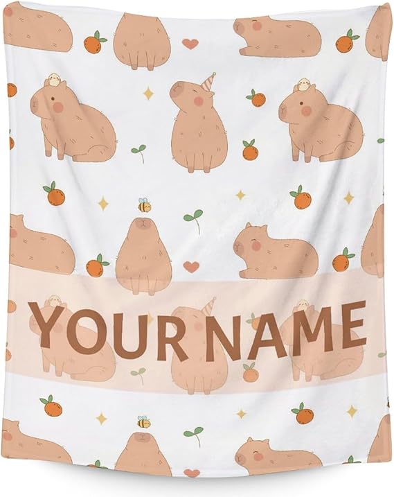 Personalized Blanket Gifts with Name - 40"x50" Cute Throw for Kids, Girls - White Soft Fuzzy Blankets for Couch & Sofa