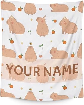 Personalized Blanket Gifts with Name - 40"x50" Cute Throw for Kids, Girls - White Soft Fuzzy Blankets for Couch & Sofa