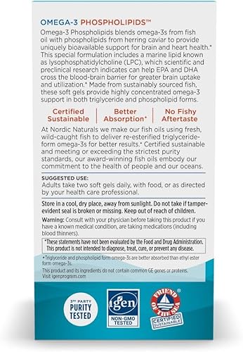 Miniatura 3 de Fosfolípidos Nordic Naturals Omega-3, la alternativa potente al krill, 60 unidades., RUS-01621, 60, 1