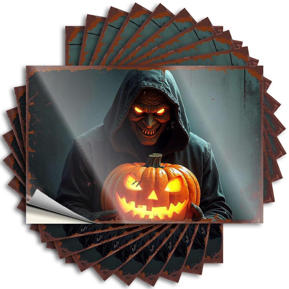Halloween Horror with Glowing Pumpkin. Bumper Fall - Room Decorations Aesthetic Saying Self Adhesive Sticker(12X18CM)