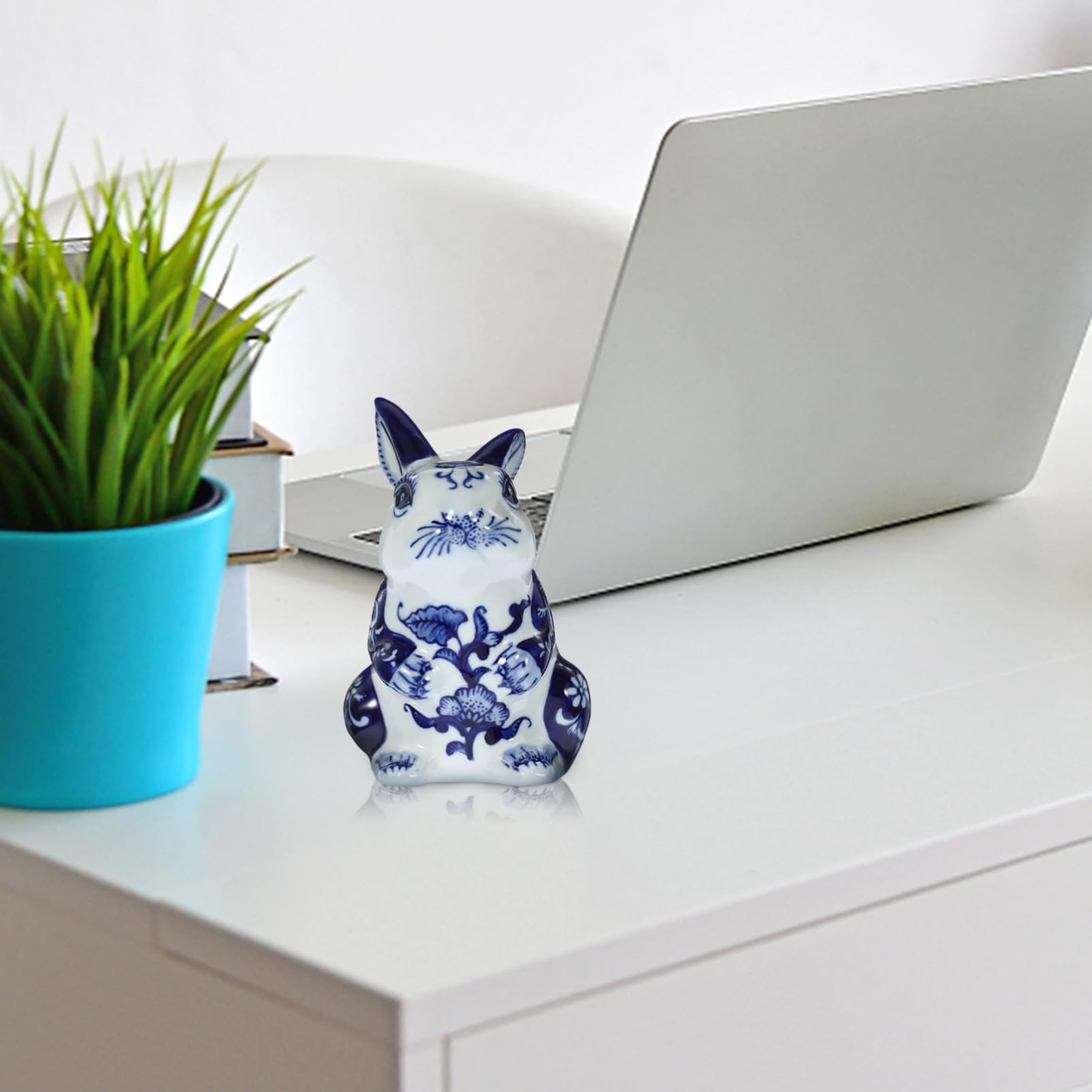 Cabilock Figurine de Lapin en Céramique Élégante Statue Décorative Artistique Style Adorable et Créatif pour Décoration de Table et Maison pour Intérieur