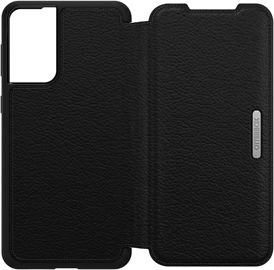 OtterBox Galaxy S21+ 5G (ONLY - Does NOT FIT Non-Plus Size or Ultra) Strada Series Case - Shadow (Black/Pewter), Card Holder, Genuine Leather, Pocket-Friendly, Folio case