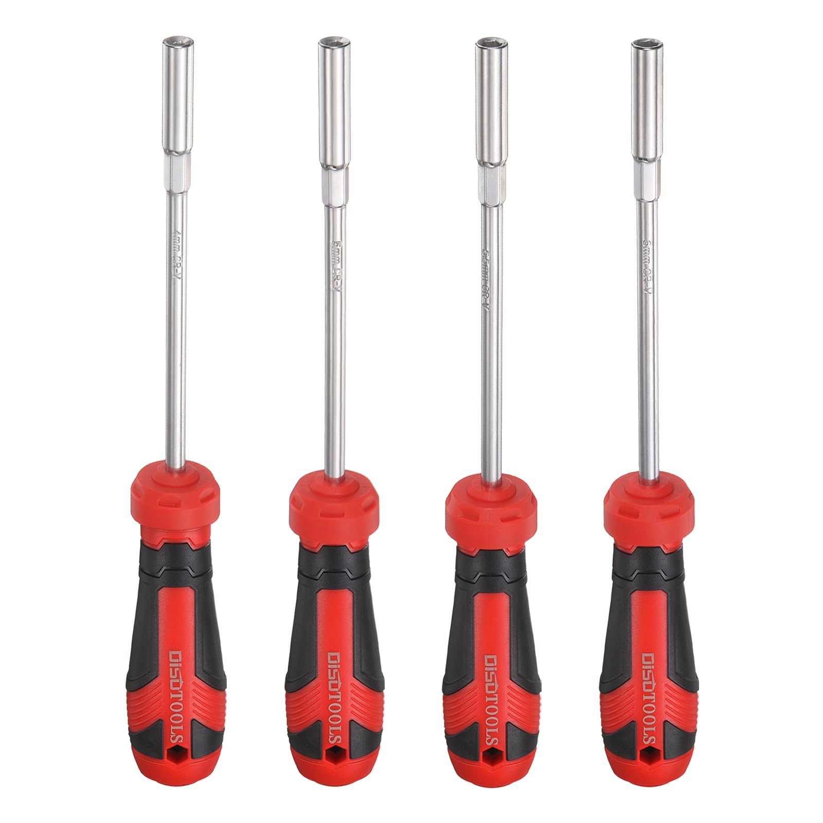 sourcing map 4 Pcs Metric Nut Driver 4mm/5mm/5.5mm/6mm CR-V Non-Magnetic Tip Hollow Shafts Hex Socket Screwdriver with Anti-Slip Handle for Automobile Repair Bit Driver, Brown, Brown