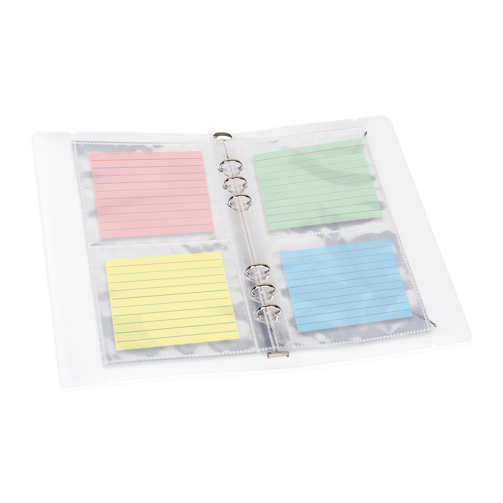 Klmnop 3×5 Index Card Binder Organizer, Clear Holder with 90 Page Hold 180 Cards for Note Cards, Flash Cards and Recipe Cards(Clear)