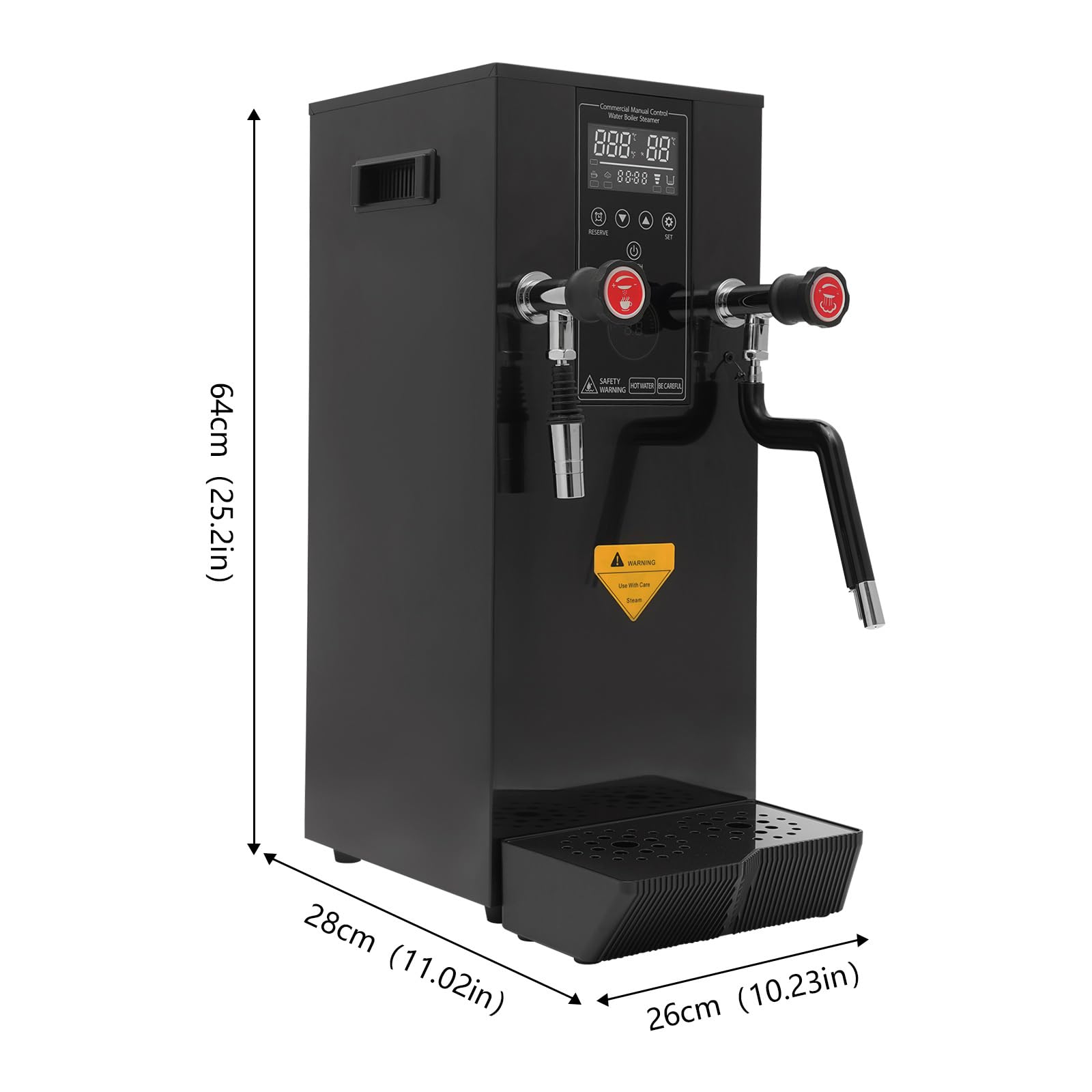 Hot Water Dispenser Commercial Water Boiler Electric Warmer Black Hot Water Machine,12L Hot Water Dispenser Fixed Time 304 Stainless Steel Hot Water Machine,for Restaurant, Hotel, Office