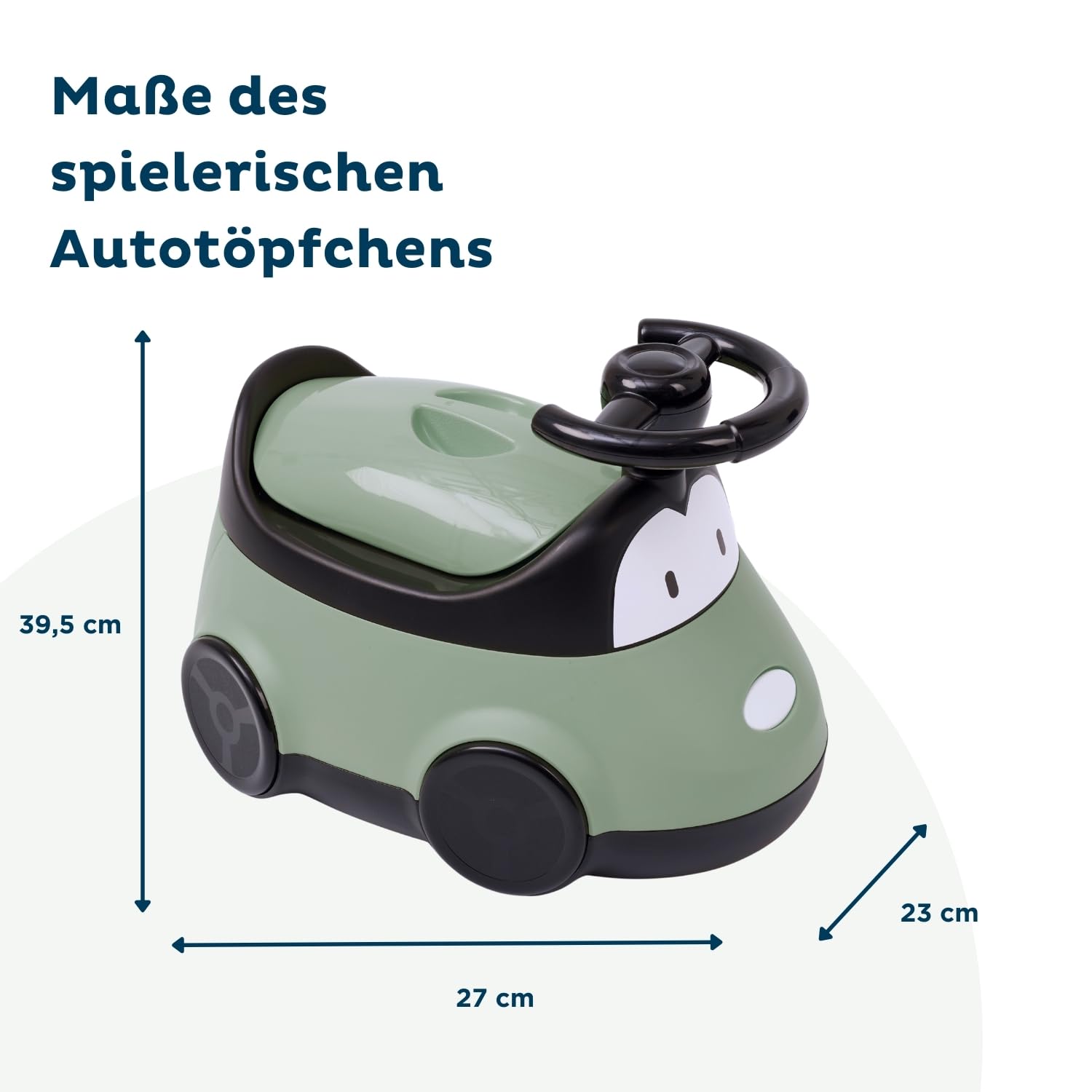THERMOBABY - Kindertöpfchen AUTO - Töpfchen für Kinder - Babytöpfchen - Kindertoilette - Lustig & Rutschfest - Salbeigrün - ab 18 Monate