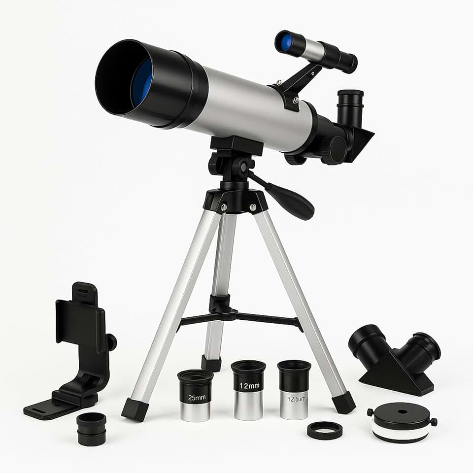 Telescópio Astronômico Profissional com Tripé Estável e Lentes HD | Ideal para Observação da Lua, Estrelas e Planetas
