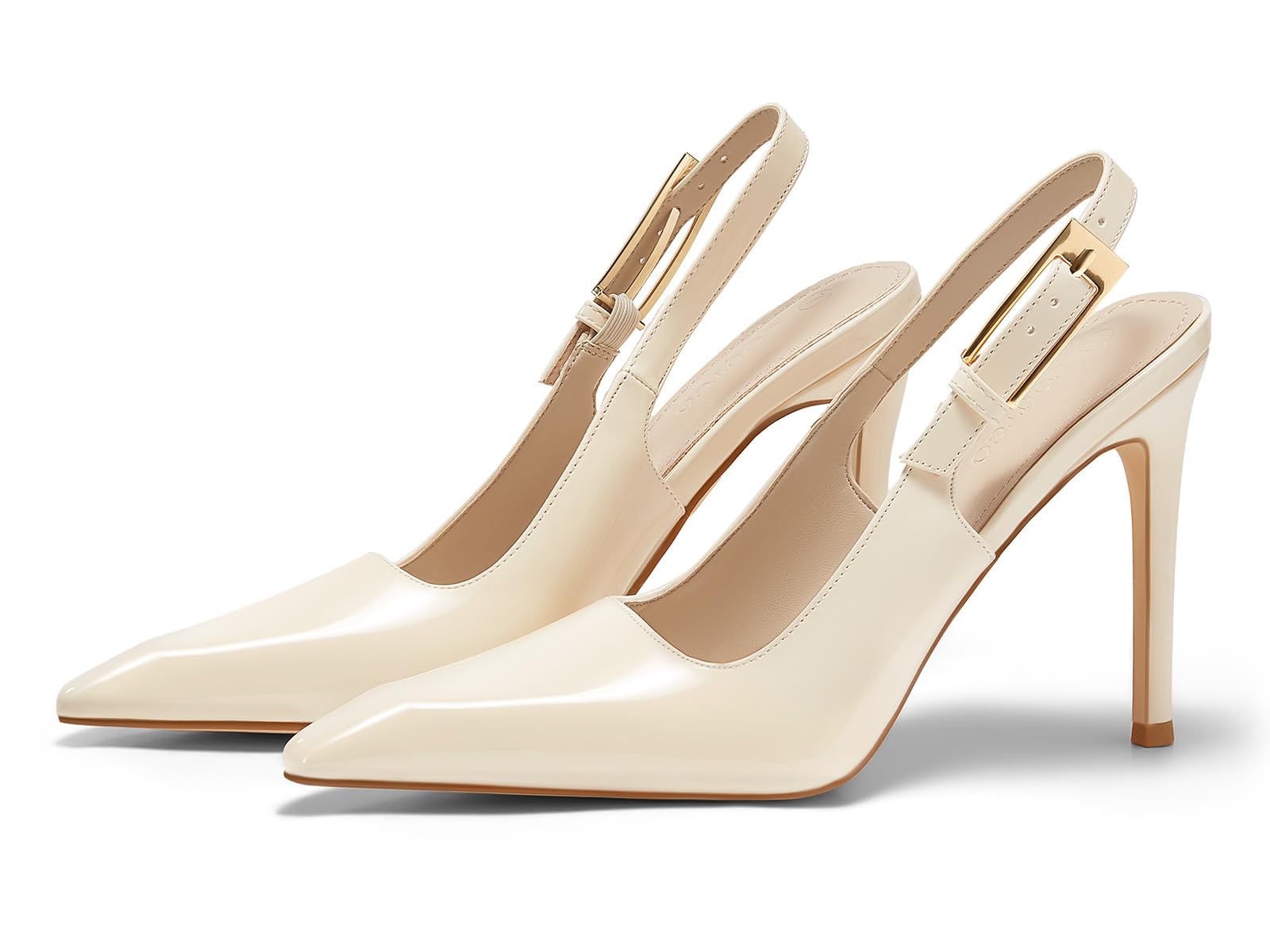 Coutgo Women's Slingback High Heels Pointed Toe Stilettos Metal Buckle Dress Party Pump Shoes