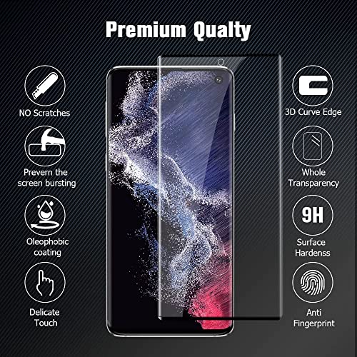 Image of STP FEEL Advanced Black Border Tempered Glass Protector for Samsung Galaxy S10 Pack of 1 Full Edge to Edge Screen Protector Guard Protector with Easy Installation Kit