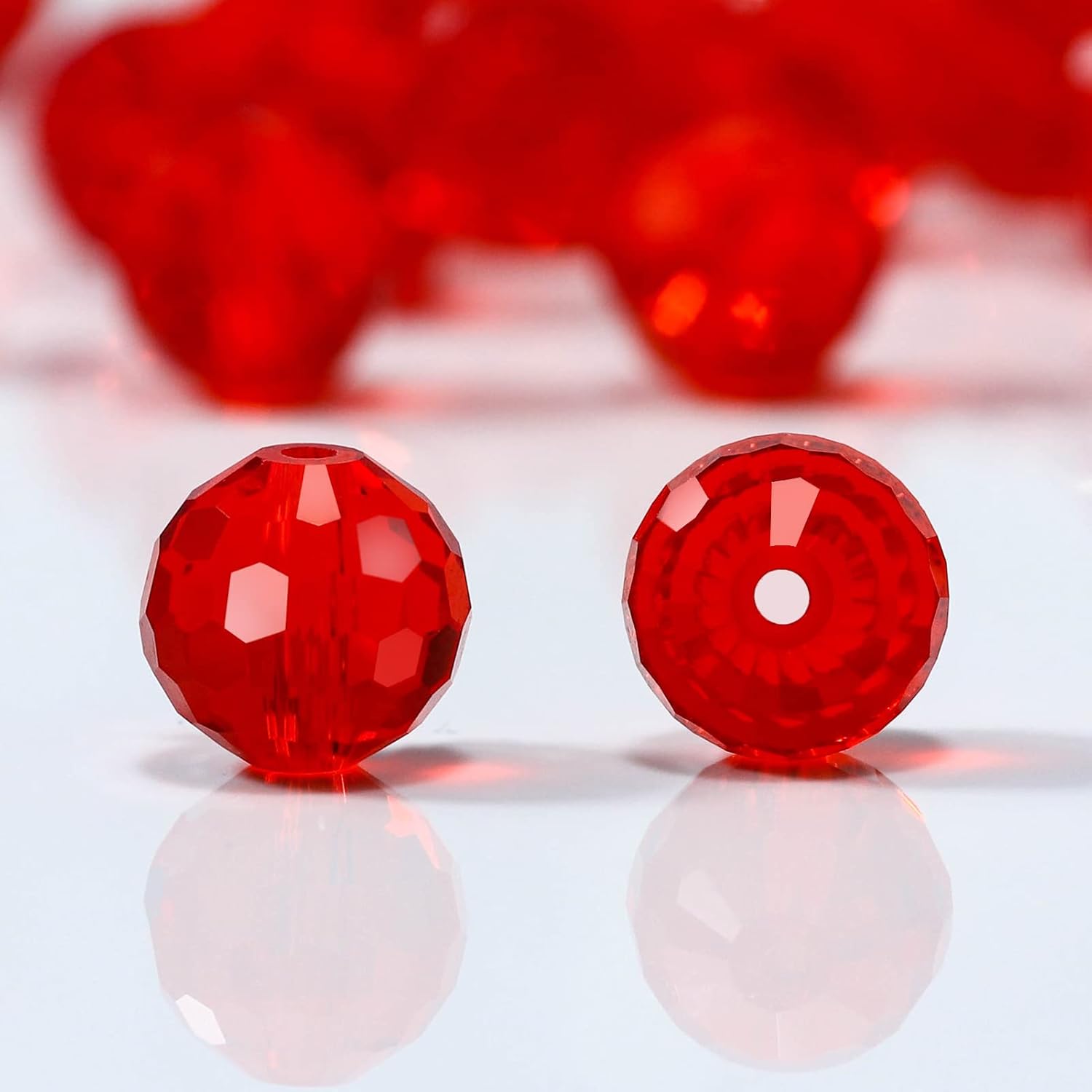 Dowarm 10MM Round Crystal Beads for Jewelry Making, Red/Siam Crystal Glass Beads for Crafts Bracelet Wind Chimes Suncatcher, Rondelle Spacer Beads, Faceted Loose Gemstones, 50PCS - Image 2