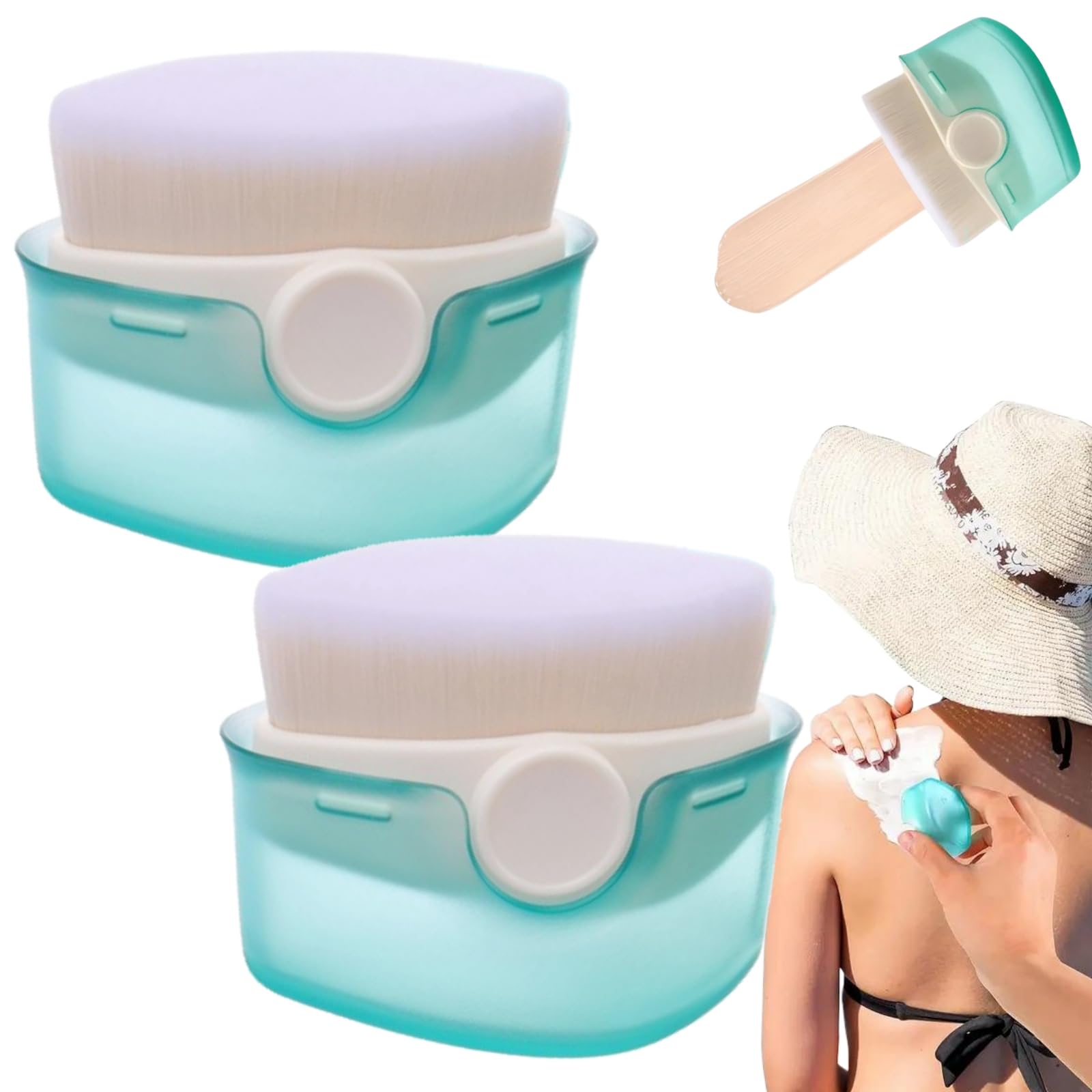 2PCS Sunscreen Applicator Brush,Foundation Brush,Makeup Brush,Sun Cream Applicator,Suntan Lotion Applicator with Soft Bristles,Tanning Brush,Blending Brushes Makeup,Portable Brush on Sunscreen