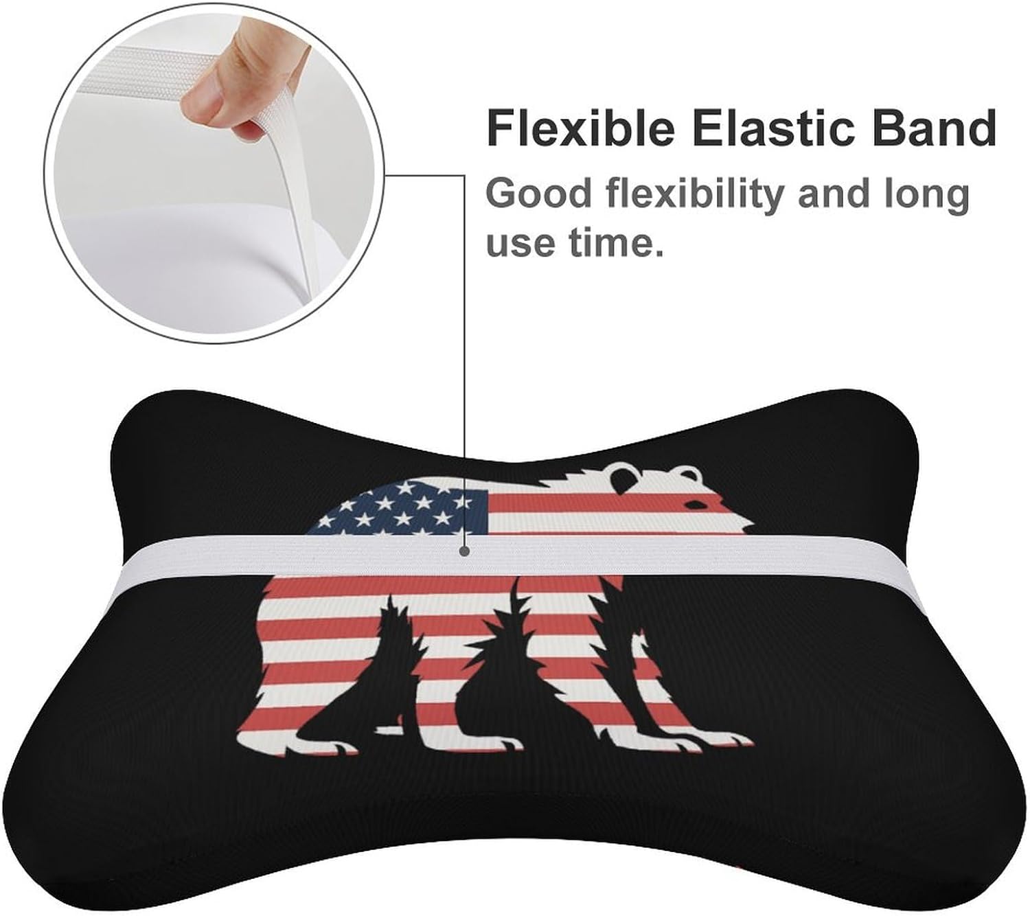 California Republic Bear American Flag 2 Pack Car Neck Pillow Car Headrest Soft Car Pillow for Most Cars