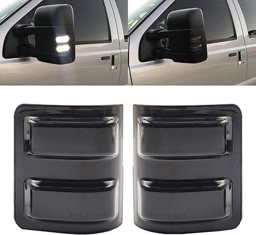 Luces intermitentes LED blancas con lente ahumada, compatible con Ford F250 F350 F450 F550 Super Duty 2008-2016 Luces de espejo de remolque