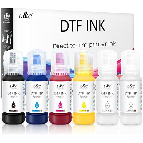 L&C DTF Ink for EPSON ET 8550, DTF Transfer Ink Refill for epson et-8550 D570 R1390 DTF Printers, Heat Transfer Printing Ink Set 100ml X 6