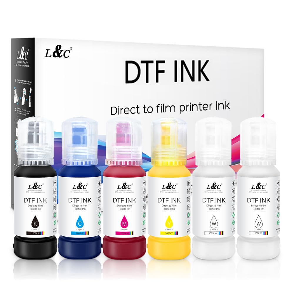 L&CDTF Ink for EPSON ET 8550, DTF Transfer Ink Refill for epson et-8550 D570 R1390 DTF Printers, Heat Transfer Printing Ink Set 100ml X 6