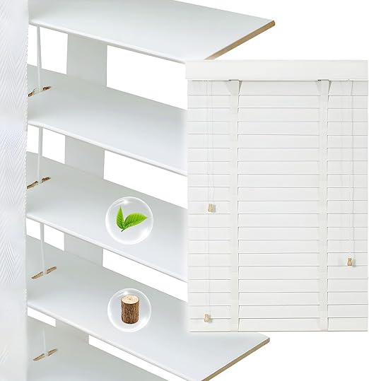 2" Slats Wood Blinds for Indoor Windows, Custom Wood Window Blinds, Wooden Venetian Horizontal Blinds & Shades for Indoor Windows, Office, Living Room, Bedroom