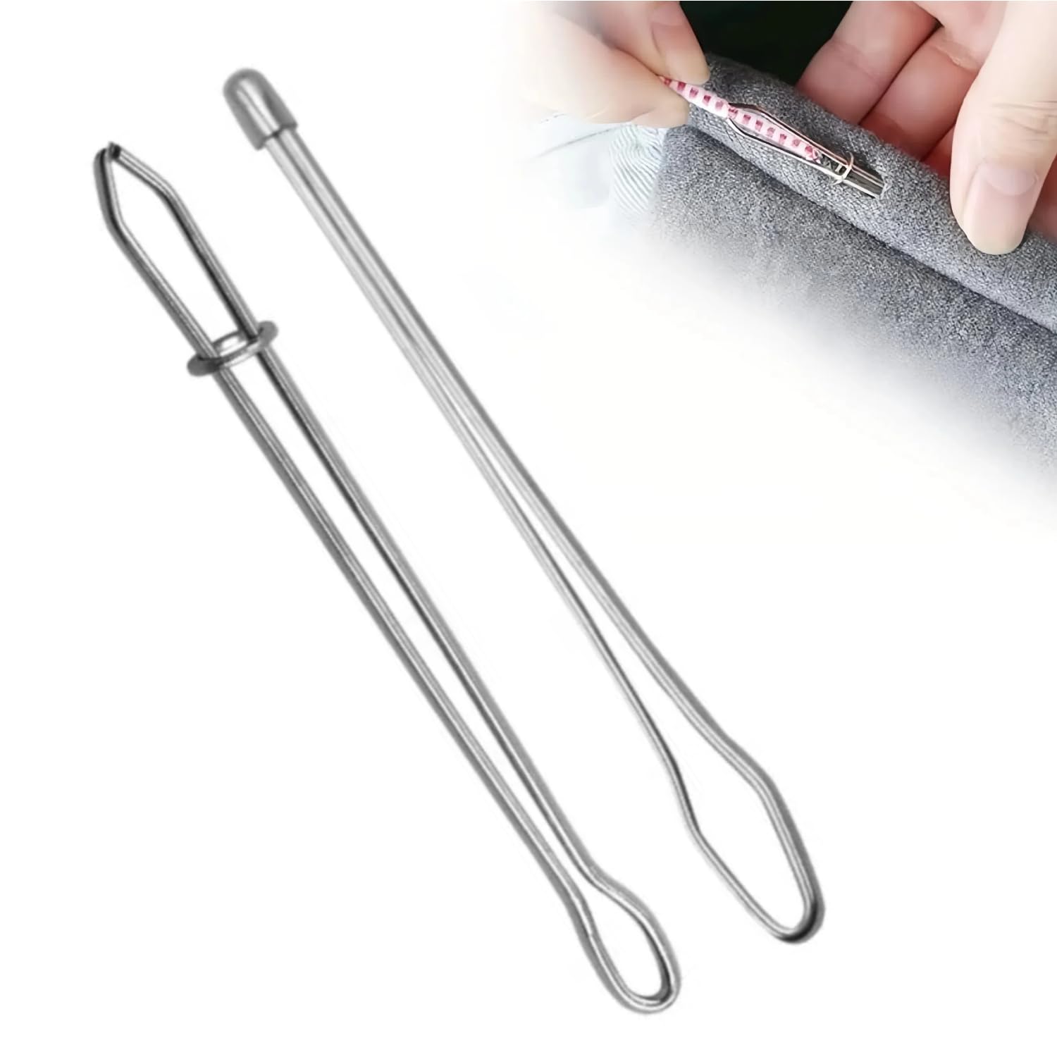 Upgraded DIY Rope Threader Clip, 2025 Metal Drawstring Threader Tool Set with Latch, Drawstrings Replacement with Easy Threaders for Drawstring Replacement for Hoodies, Shorts, Pants (2pcs)