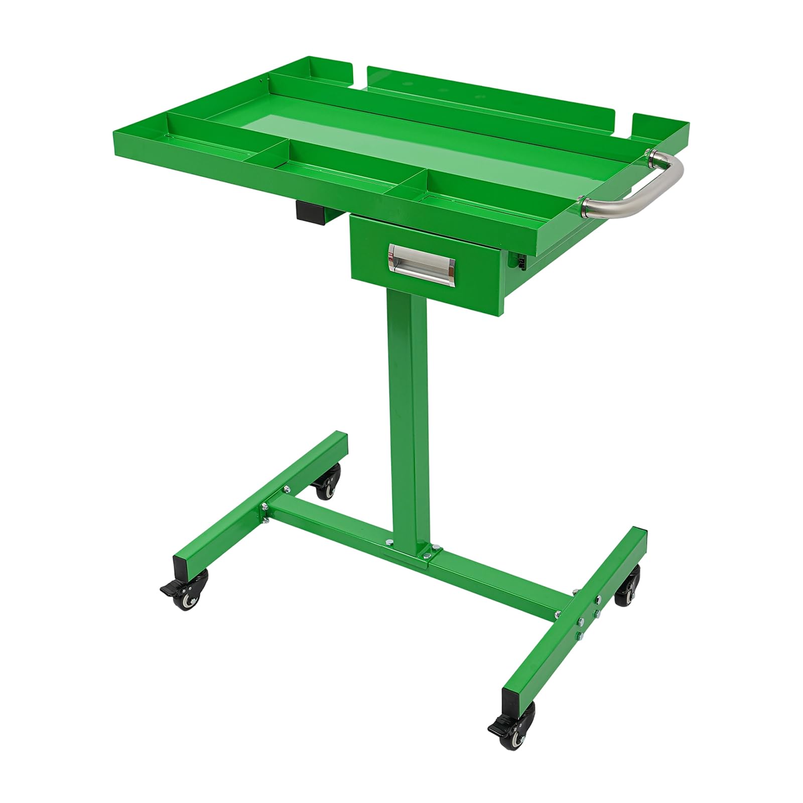 Carrello portautensili con cassetto e scomparti – Tavolo da lavoro mobile per garage e officina, portata 100 kg, 4 ruote freno, verde
