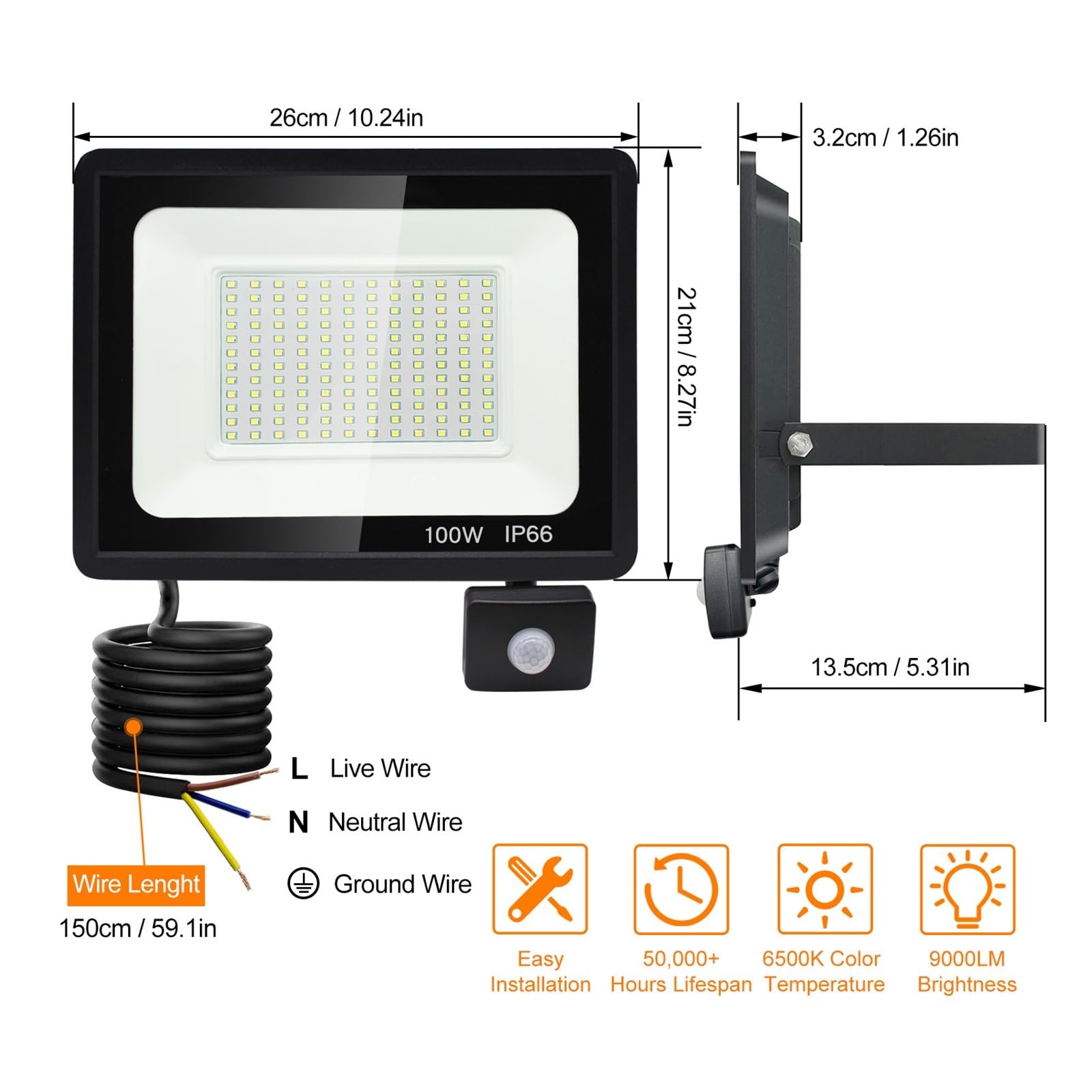 Światło Halogenowe LED Na Zewnątrz 100W Reflektor Reflektor IP66 Wodoodporny Odbłyśnik Światła Przenośne Światła Led Ultracienkie