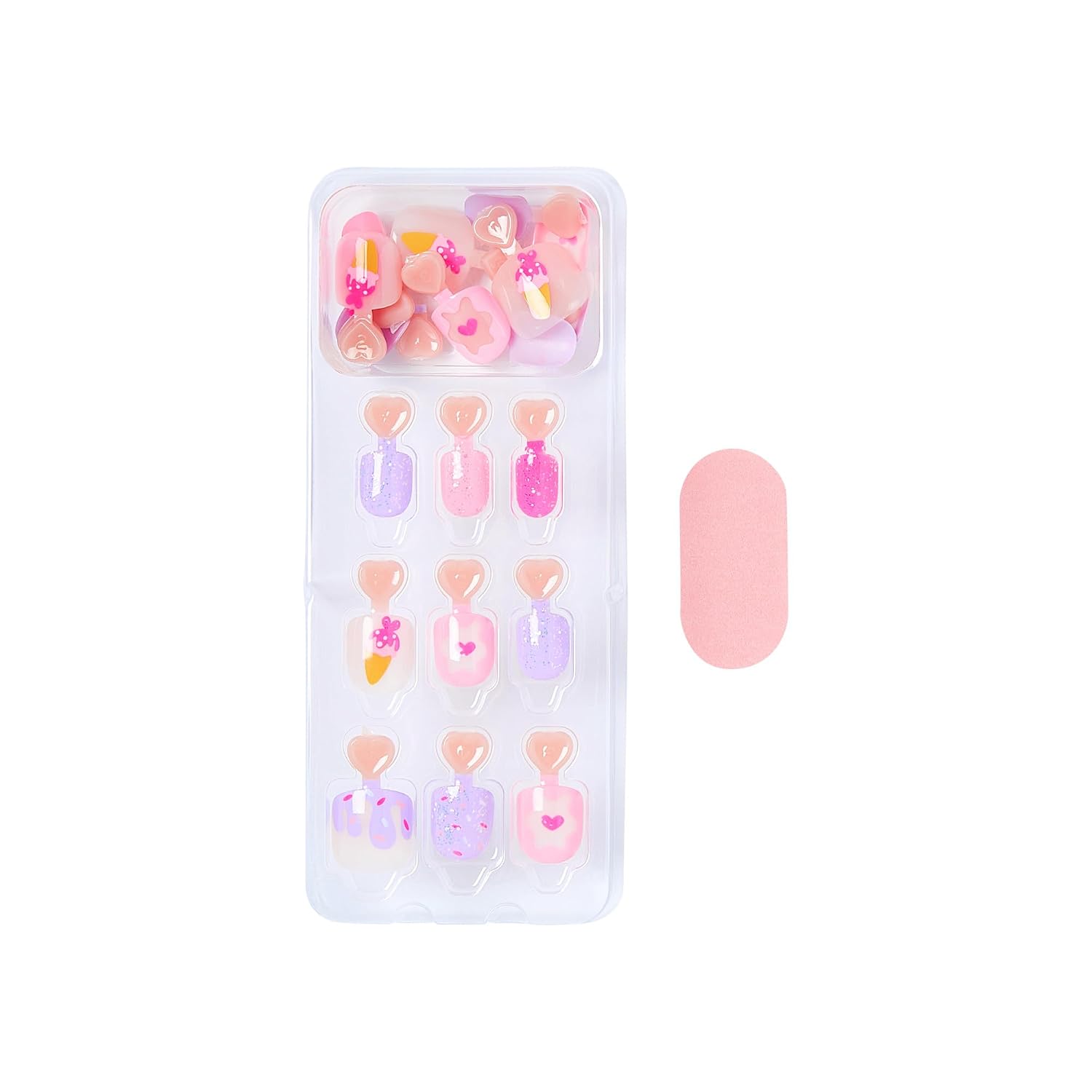 Kiss Impress No Glue Mani Press On Nails, Mini, 'Fairy Sparkle', Multicolor, Kids Size, Squoval Shape, Includes 20 Nails, 1 Mini File