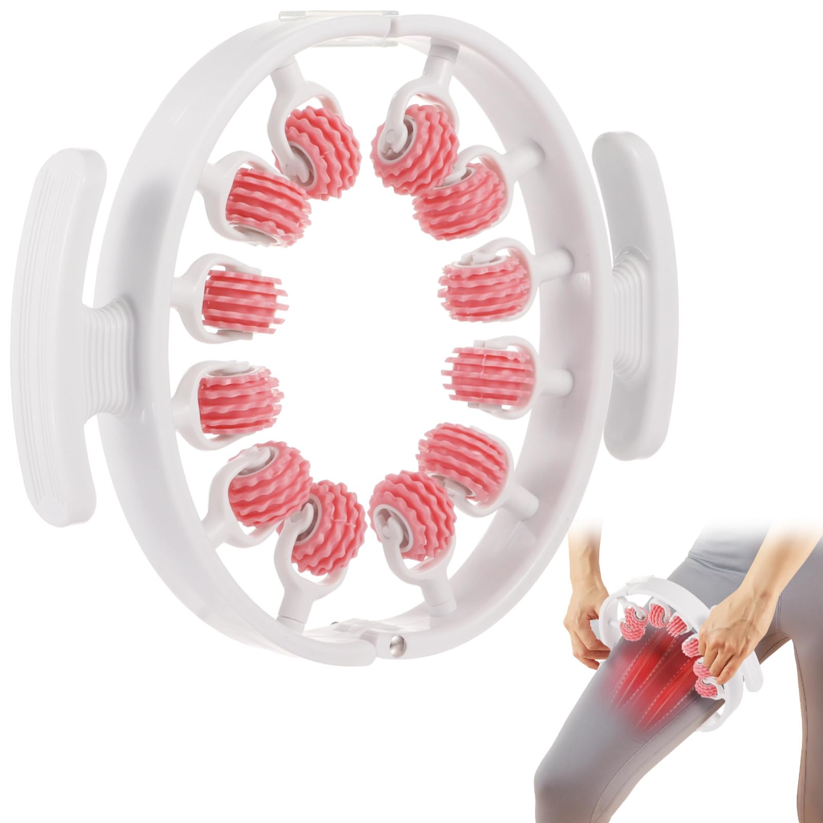 Cellulite-Massagegerät mit 12 Rollen, manuelles 360°-Beinmassagegerät, Massagerolle für Oberschenkel, Po und Taille, tragbares Massagewerkzeug für Zuhause und unterwegs