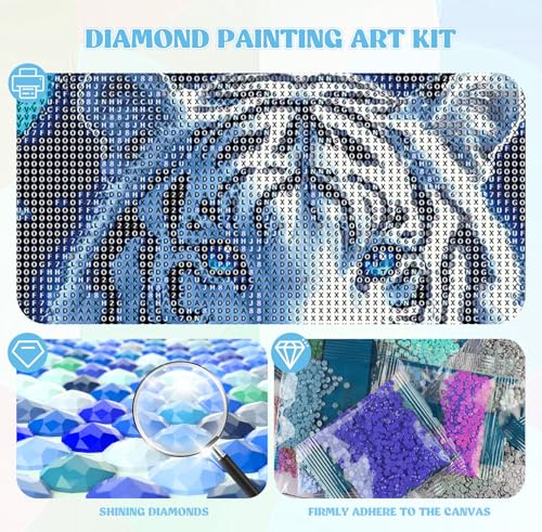 Image of QENSPE 5D Diamond Art Tigers Theme DIY Round Full Drill Diamond Painting Kits for Beginners,Animal Diamond Dots for Adults,Home Wall Decor & Gift Perfect for Relaxation 12x16 inch