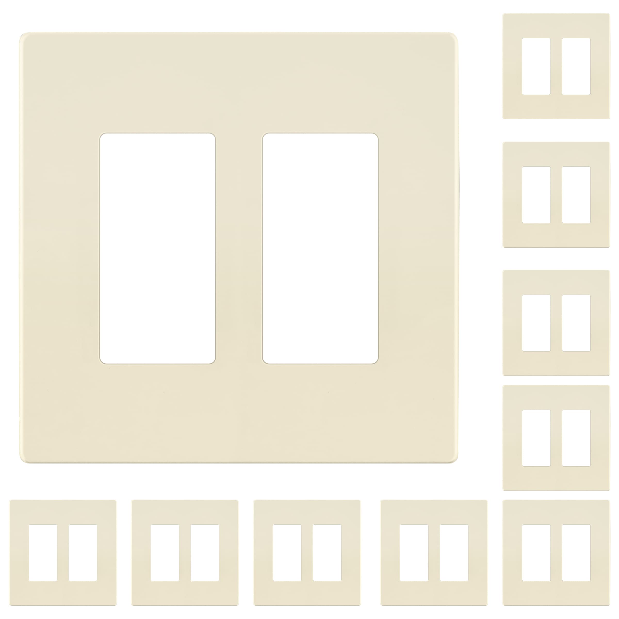 LIDER Brushed Finish Decorator Switch Cover, Screwless Wall Plate, Mid-Size 2-Gang 4.88" x 4.92", Unbreakable Polycarbonate Thermoplastic, UL Listed, LSWP-32M-BGD, Brushed Gold — view 87