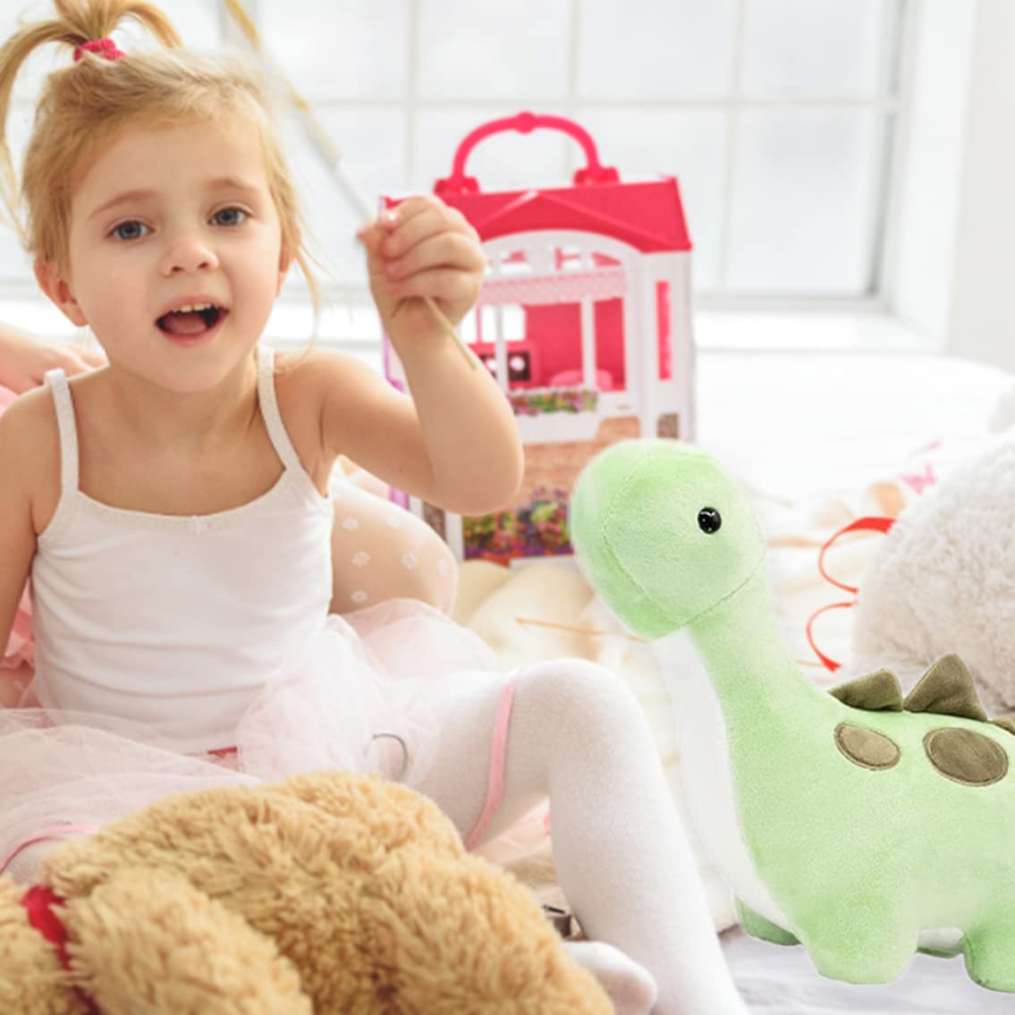 2 Piezas de Juguete de Peluche de Dinosaurio de Dibujos Animados Lindo, Almohada Suave para niños Adultos, Peluche de Dinosaurio, cumpleaños, Juego Coleccionable