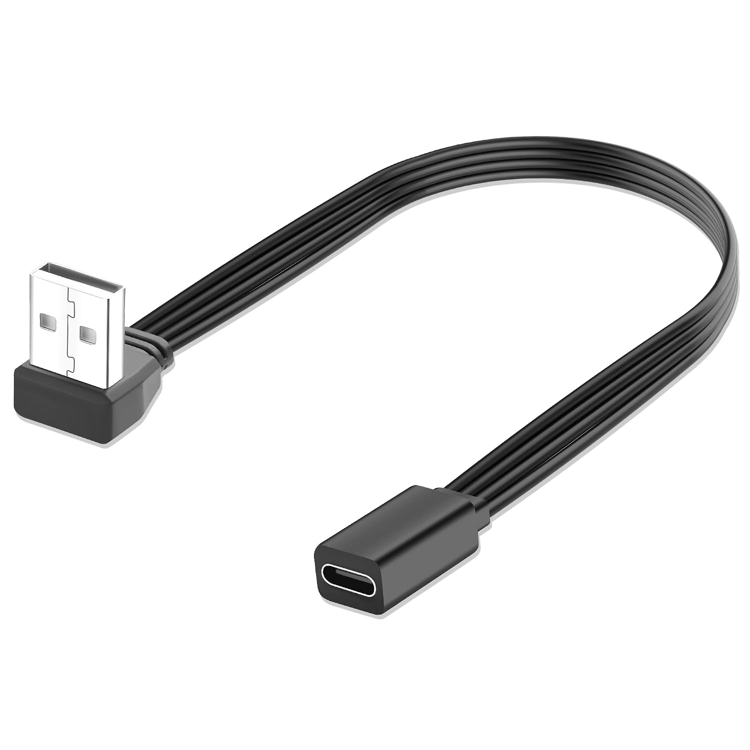 USB to USB-C Cable 90 Degree Angle USB 2.0 Male to USB Type C Female Converter Adapter Short USBA to Type C Cable Support Data and Charging for PC Laptop 20 cm Upward Angle