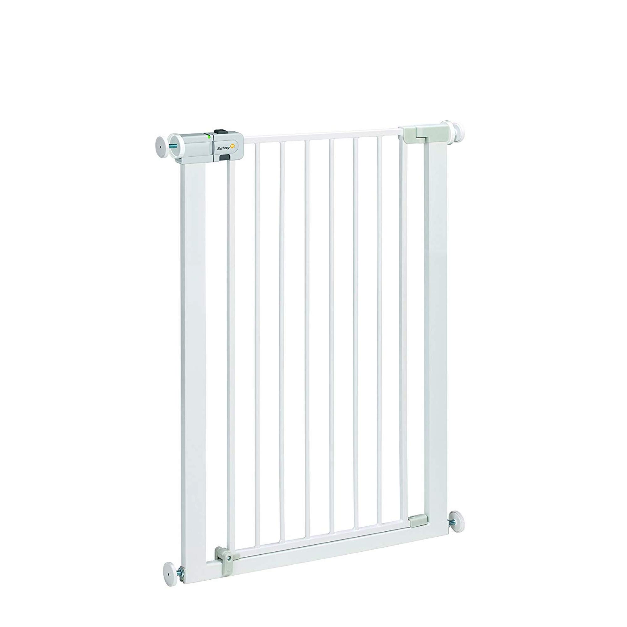 Easy Close Extra Tall Gate, Pressure Fit Safety gate for Toddlers and Dog, 91 cm high, for widths 73-80 cm extendable up to 94 cm with extensions sold separately, in Metal, Colour white
