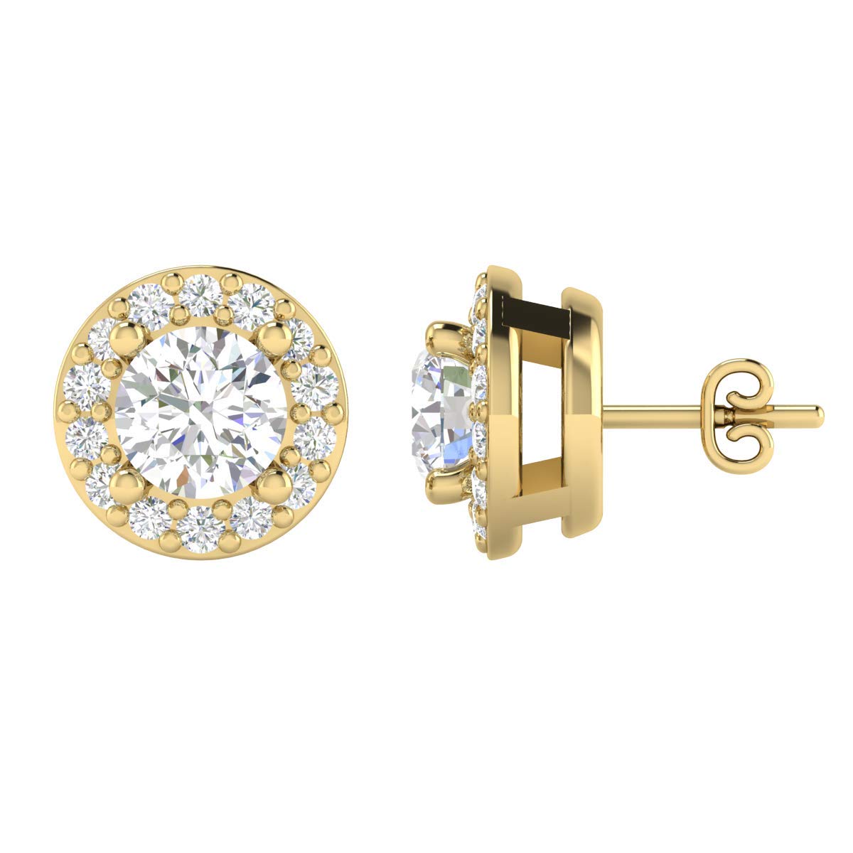 Inspereza 1/4-1.0 ct.tw Round Halo Diamond Stud Earrings in 14kt Gold. Certified (G-H Color, I1 Clarity)