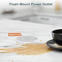 Vista 8 de Toma de corriente desplegable para encimera con PD 20W USB C, salida empotrada de encimera, 4 salidas de CA, 3 puertos USB y cargador inalámbrico