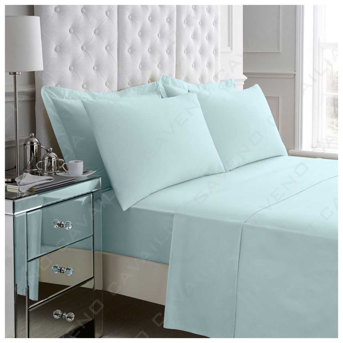 Gc Gaveno Cavailia Sorbet Blue Gaveno Cavalia Luxury Non-Iron Poly Cotton Percale Flat Sheet King