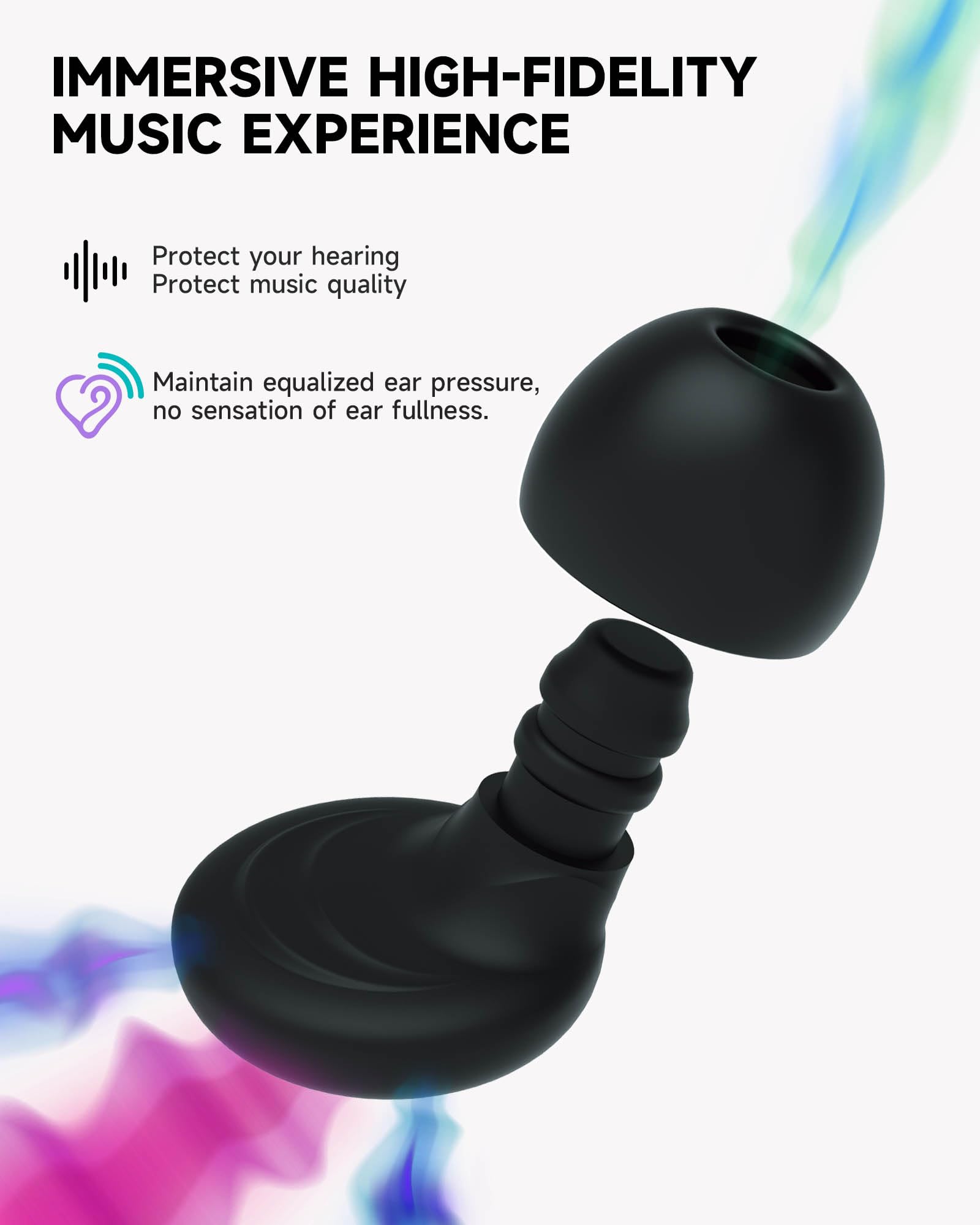 5 Pairs Ear Plugs for Sleeping Noise Reduction,Beinkap Reusable Earplugs Hearing Protection for Focus, Noise Sensitivity,Study,Work,Snoring,Motorcycle,Concert,Airplanes,24dB-33dB?Black?