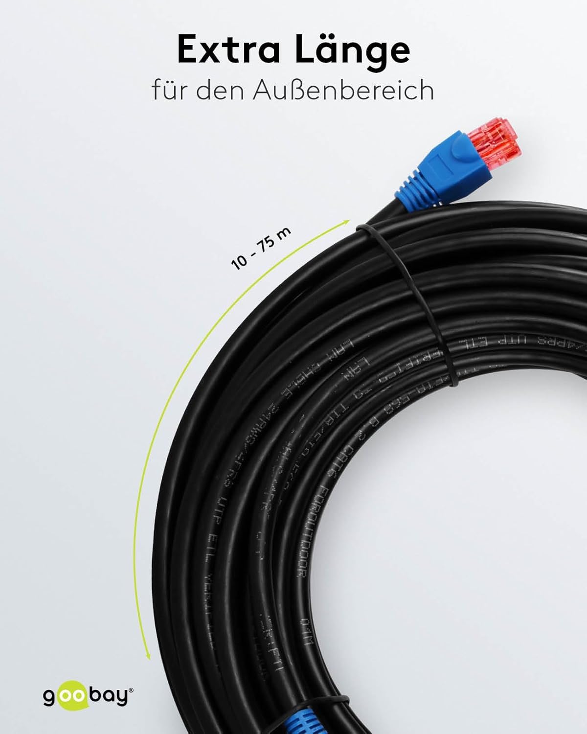 Goobay 94392 Cavo CAT6 per uso esterno Cavo di rete protetto dai raggi UV e dall'acqua nero/blu, 20 metri