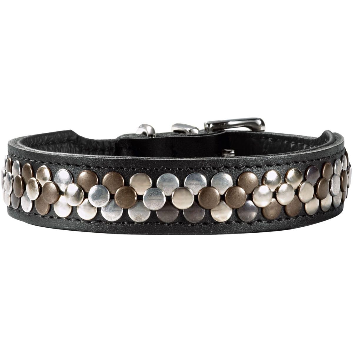 HUNTER Arizona UP Dog Collar Colour: Black, Sturdy Cowhide Leather, Luxurious Rivet Decoration, Soft and Robust, Unique