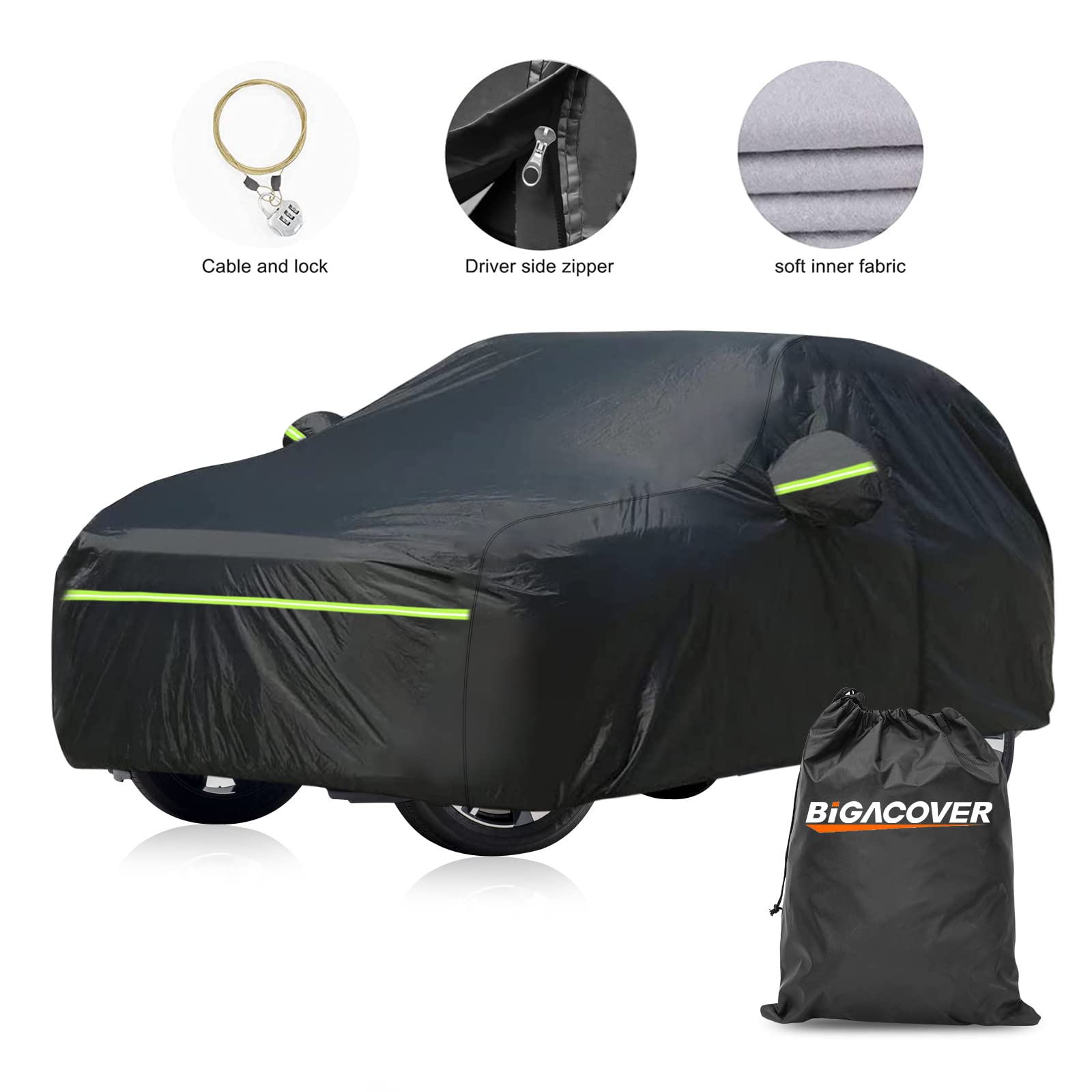 for Nissan Rogue Full Car Cover Waterproof All Weather, Outdoor Car Covers with Zipper and Soft Cotton Lining Windproof Heavy Duty Protection Compatible with 2008-2022 Nissan Rogue SUV