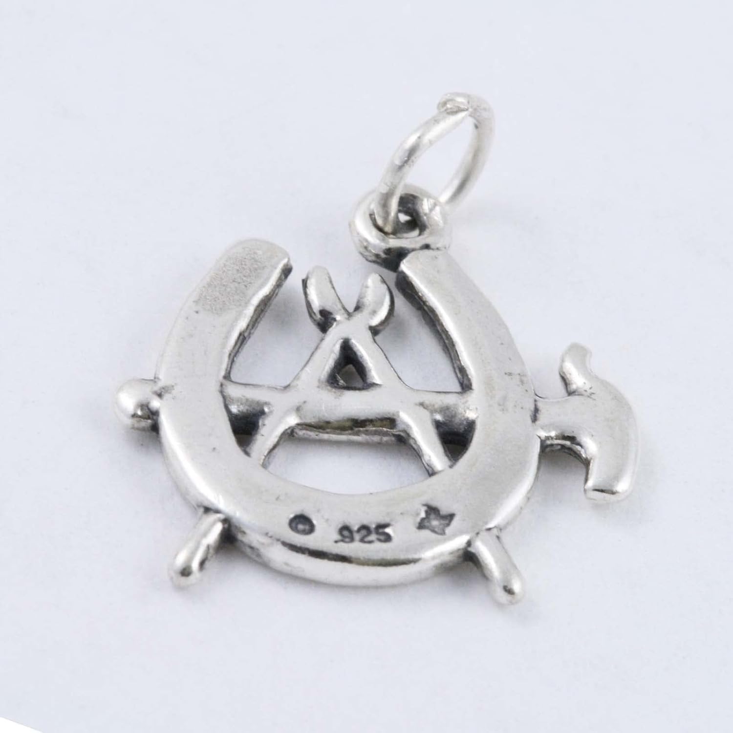 Hammer Fire Tongs Horseshoe Blacksmith Farrier Symbol 925 Solid Sterling Silver Charm Pendant Bracelet Jewelry Making Supply