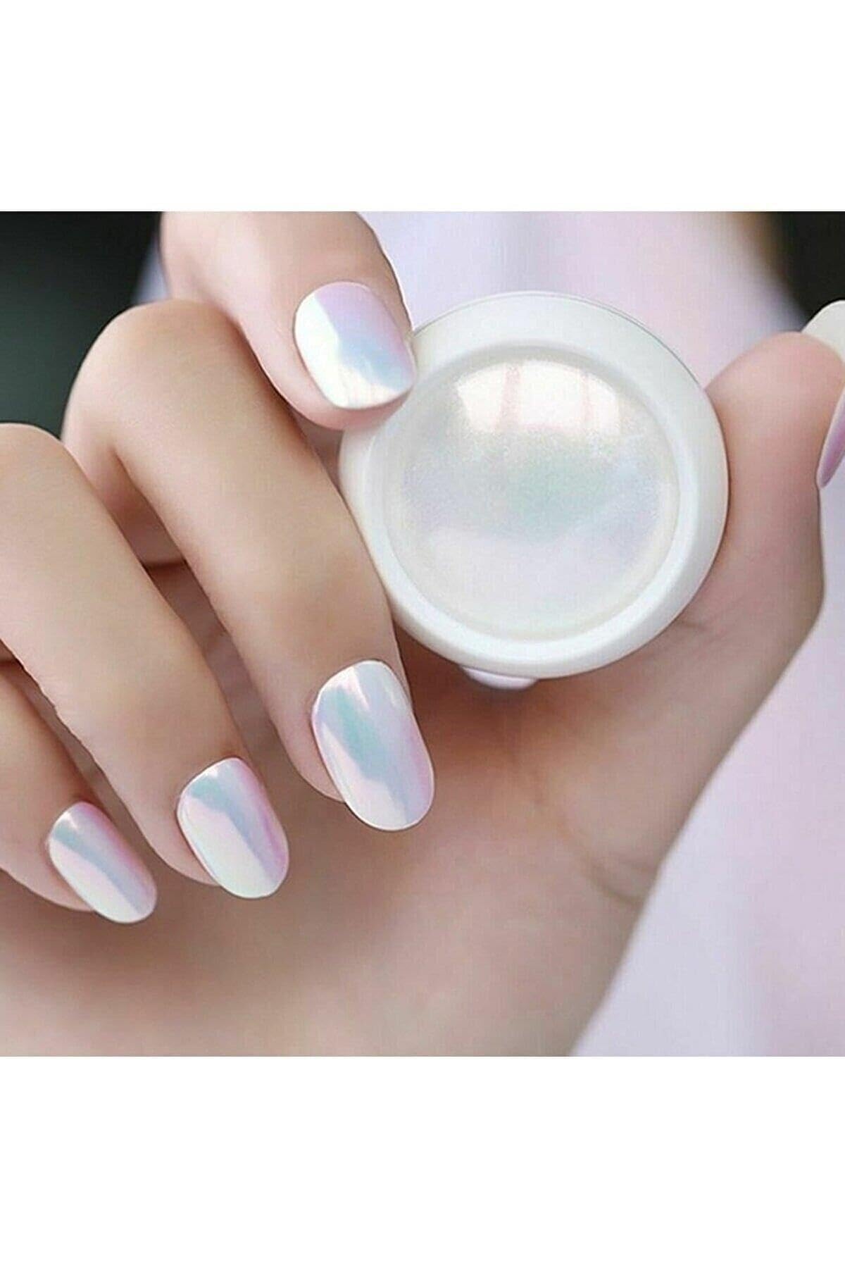 hb tasarım İnci Tozu Protez Tırnak Nail Art Beyaz Ayna İnci Toz, ıncıtozu01