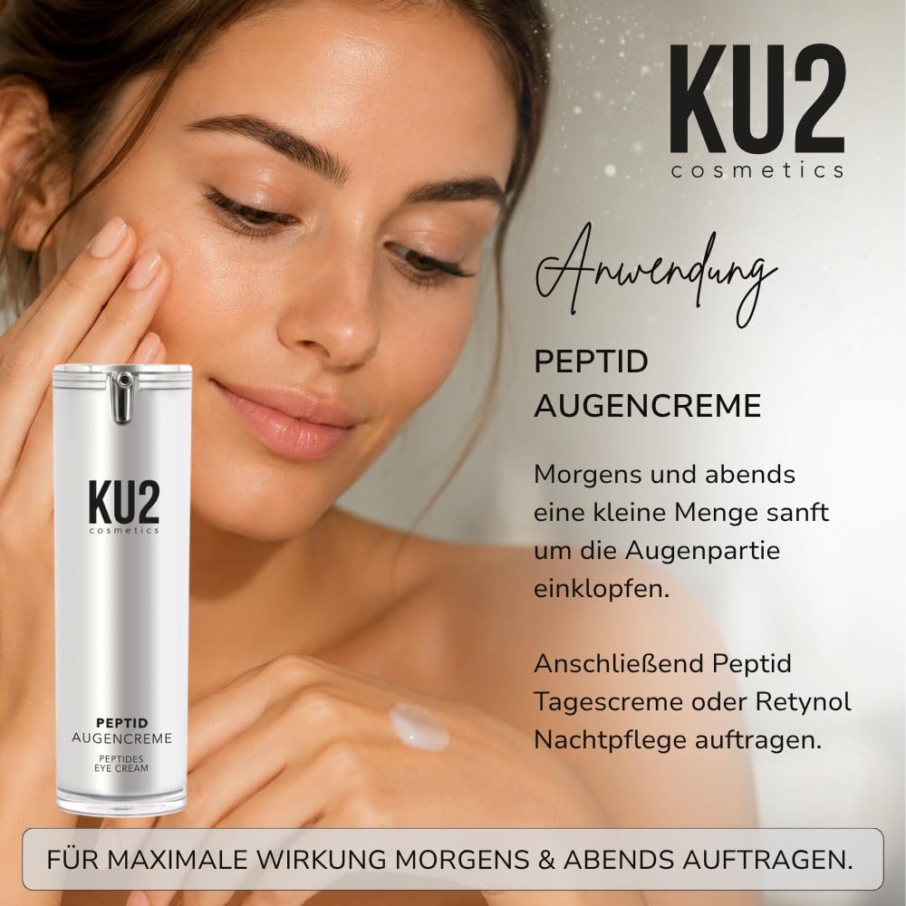 KU2 Cosmetics Peptide Augencreme – Anti Aging Augenpflege, 30ml